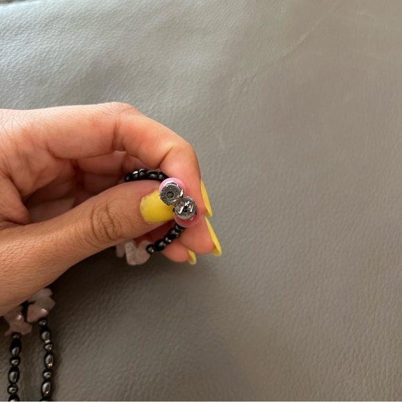 Hematite and Pink Crystal Necklace - Picture 6 of 6